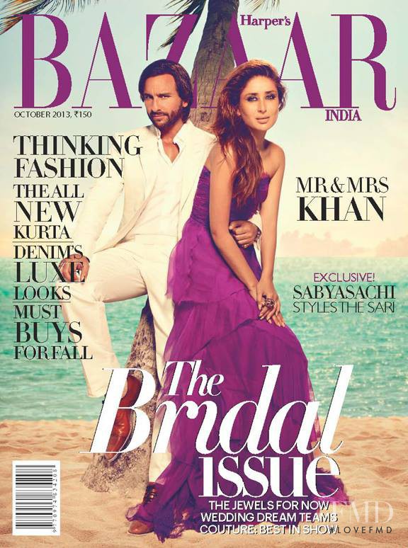 Saif Khan, Kareena Kapoor featured on the Harper\'s Bazaar India cover from October 2013