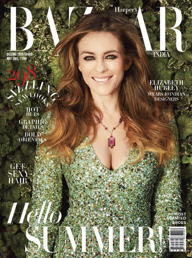 Elizabeth Hurley featured on the Harper\'s Bazaar India cover from May 2015