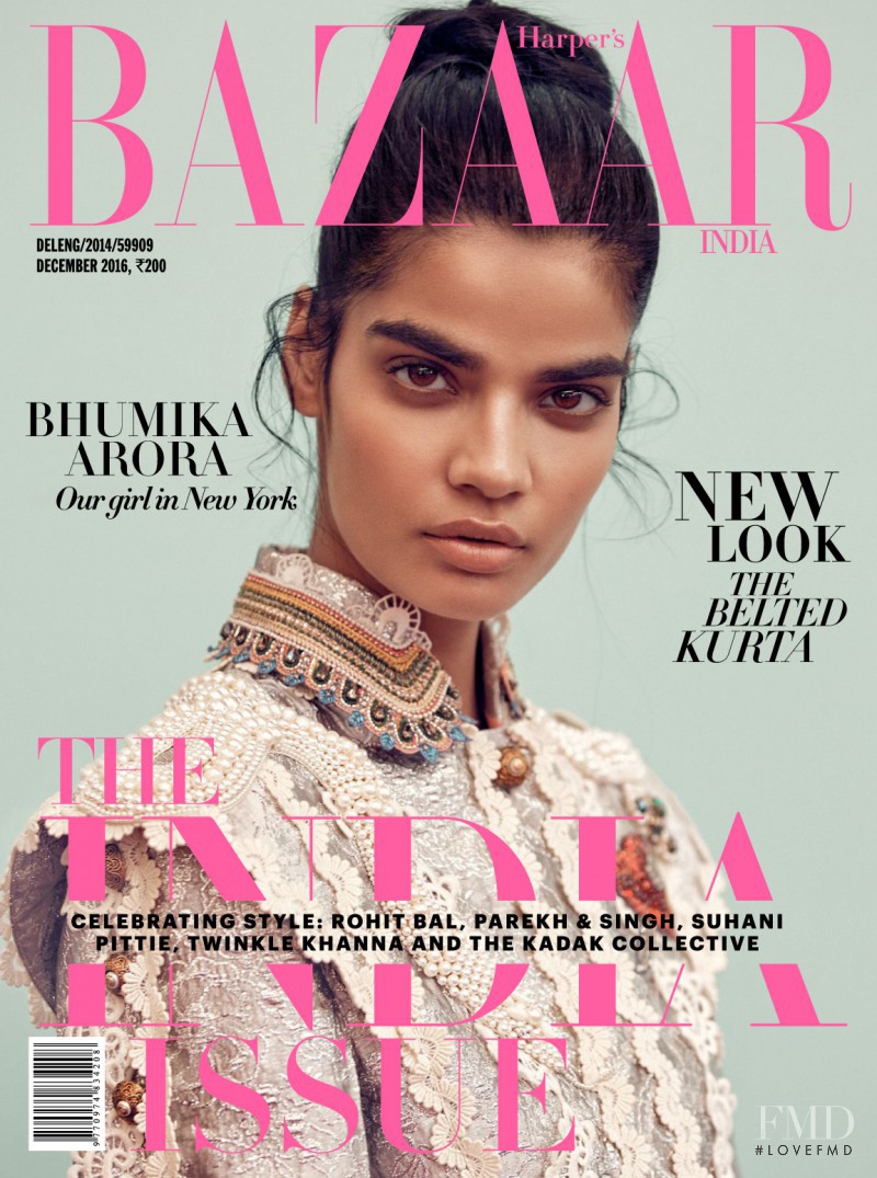 Bhumika Arora featured on the Harper\'s Bazaar India cover from December 2016