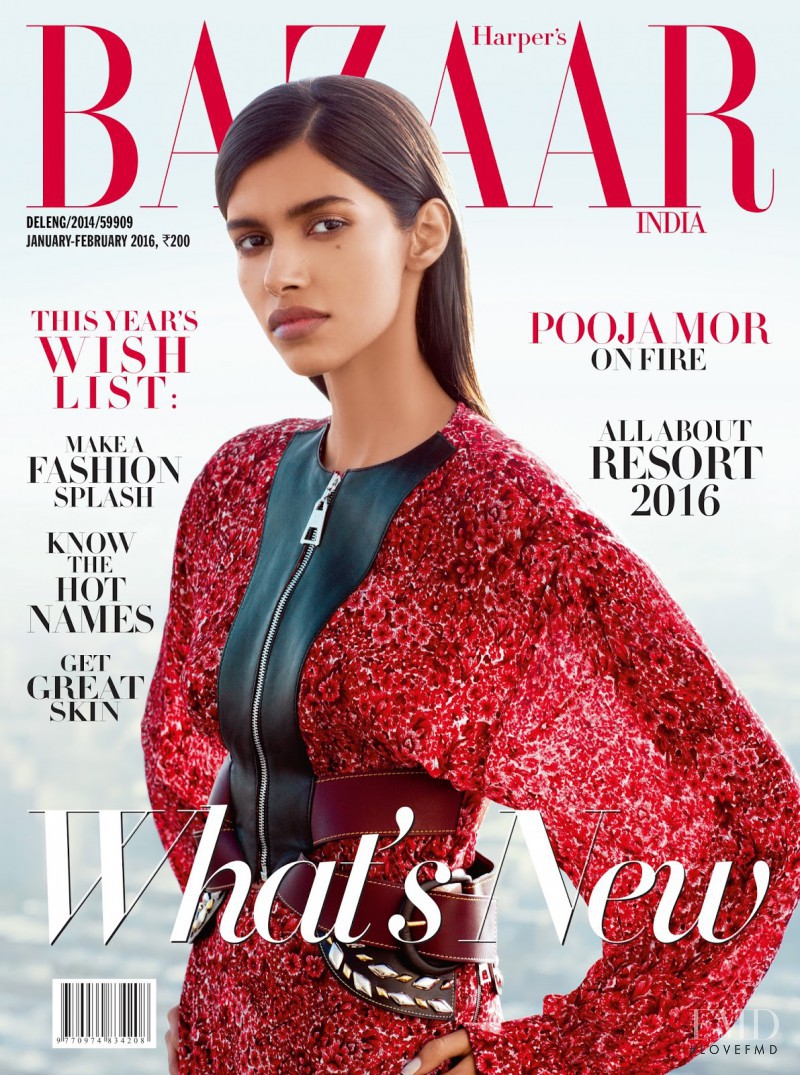 Pooja Mor featured on the Harper\'s Bazaar India cover from January 2016