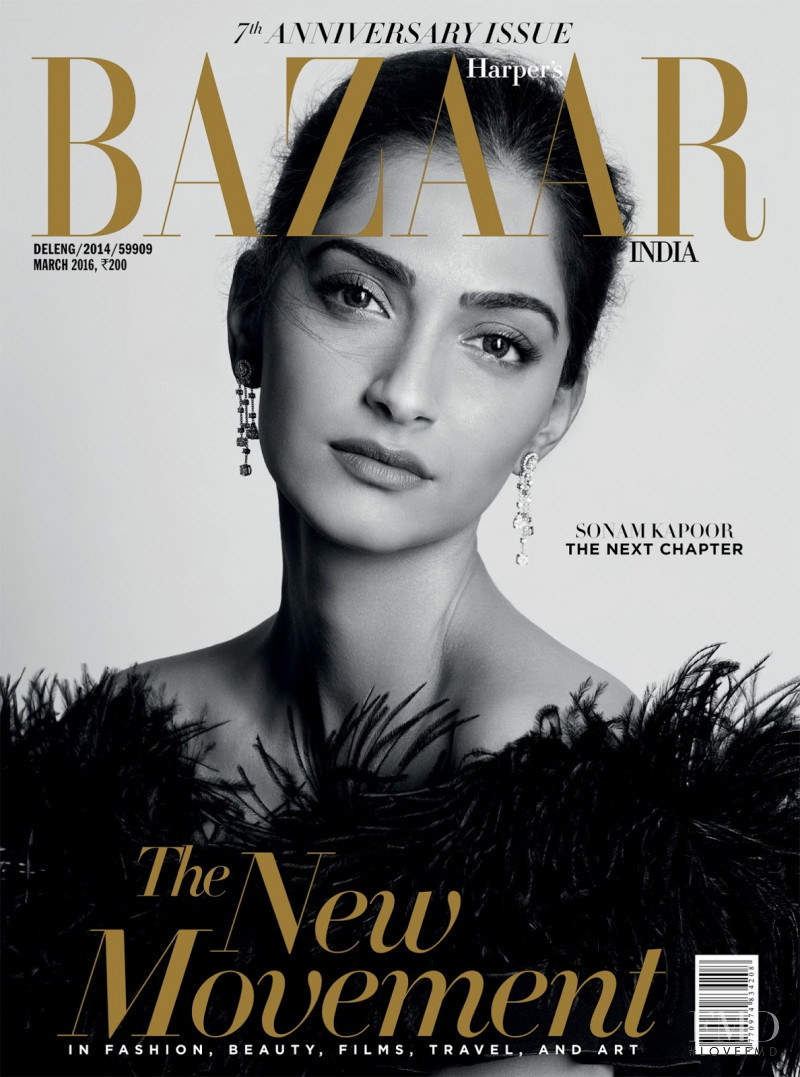 Sonam Kapoor featured on the Harper\'s Bazaar India cover from March 2016
