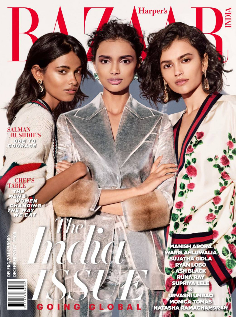 Natasha Ramachandran featured on the Harper\'s Bazaar India cover from December 2017