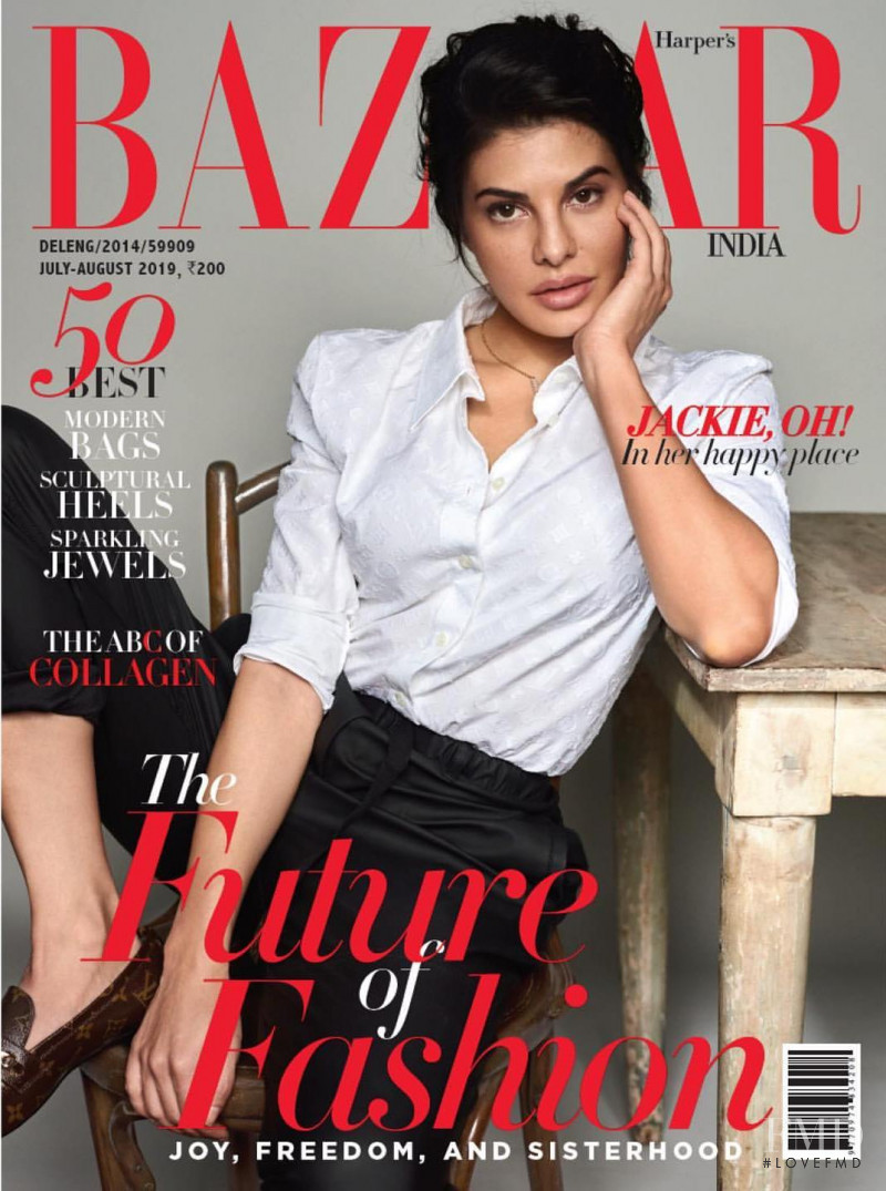 Jacqueline Fernandez  featured on the Harper\'s Bazaar India cover from July 2019