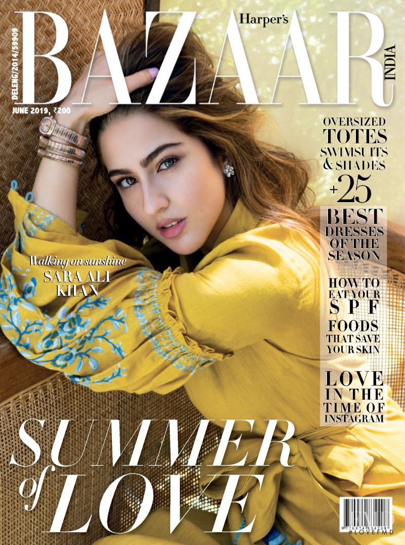 Saraali Khan featured on the Harper\'s Bazaar India cover from June 2019