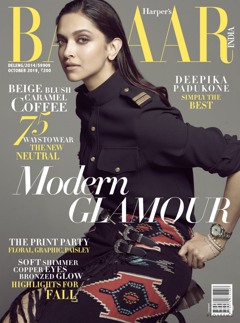 Deepika Padukone featured on the Harper\'s Bazaar India cover from October 2019