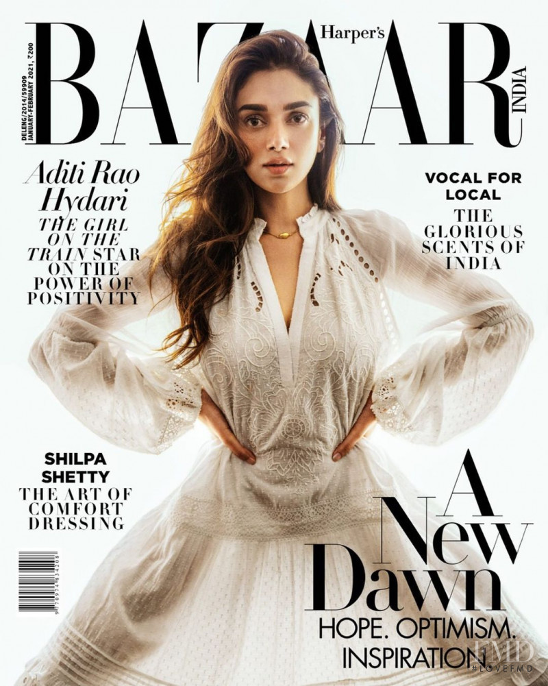 Aditi Rao Hydari featured on the Harper\'s Bazaar India cover from January 2021