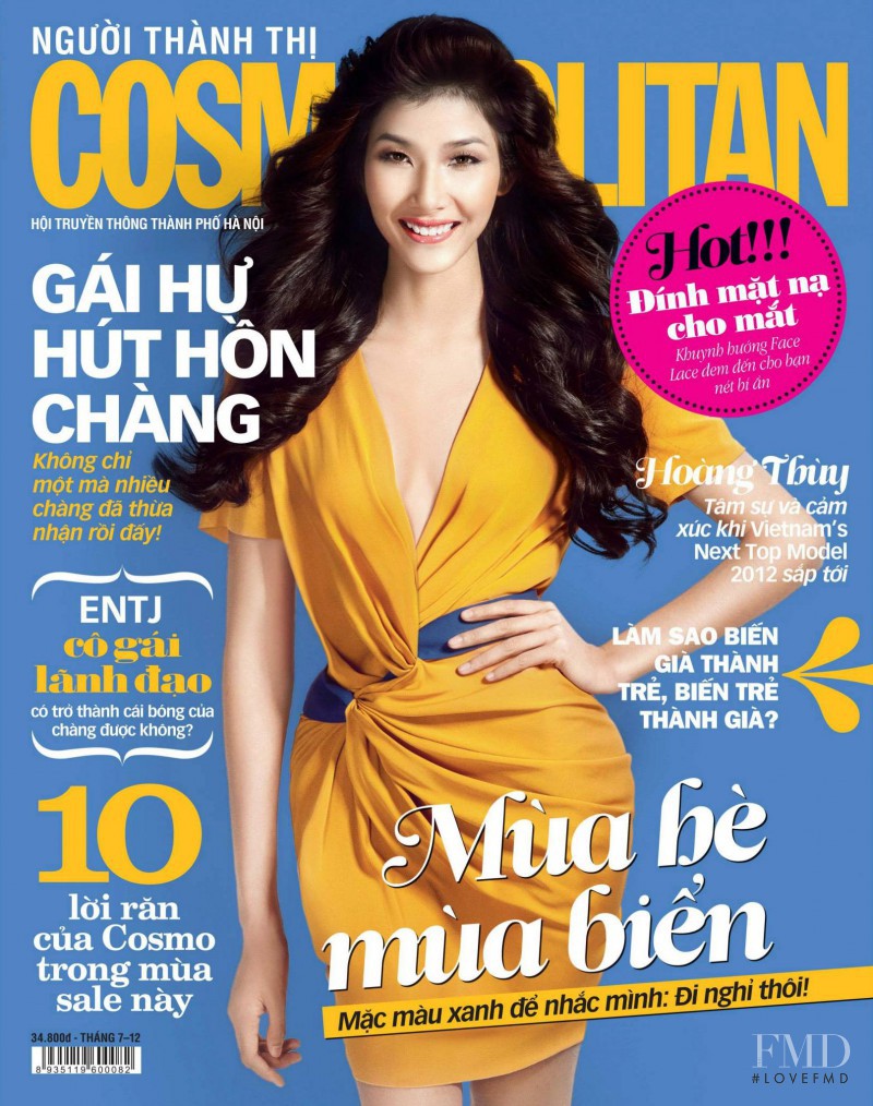 Hoang Thuy featured on the Cosmopolitan Vietnam cover from July 2012
