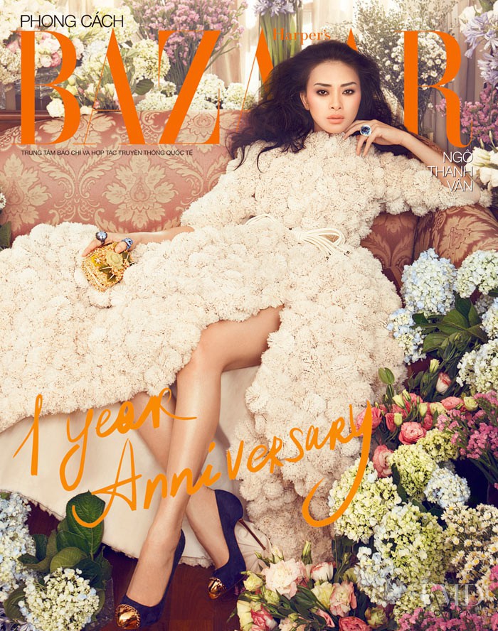 Ngo Thanh Van featured on the Harper\'s Bazaar Vietnam cover from July 2012