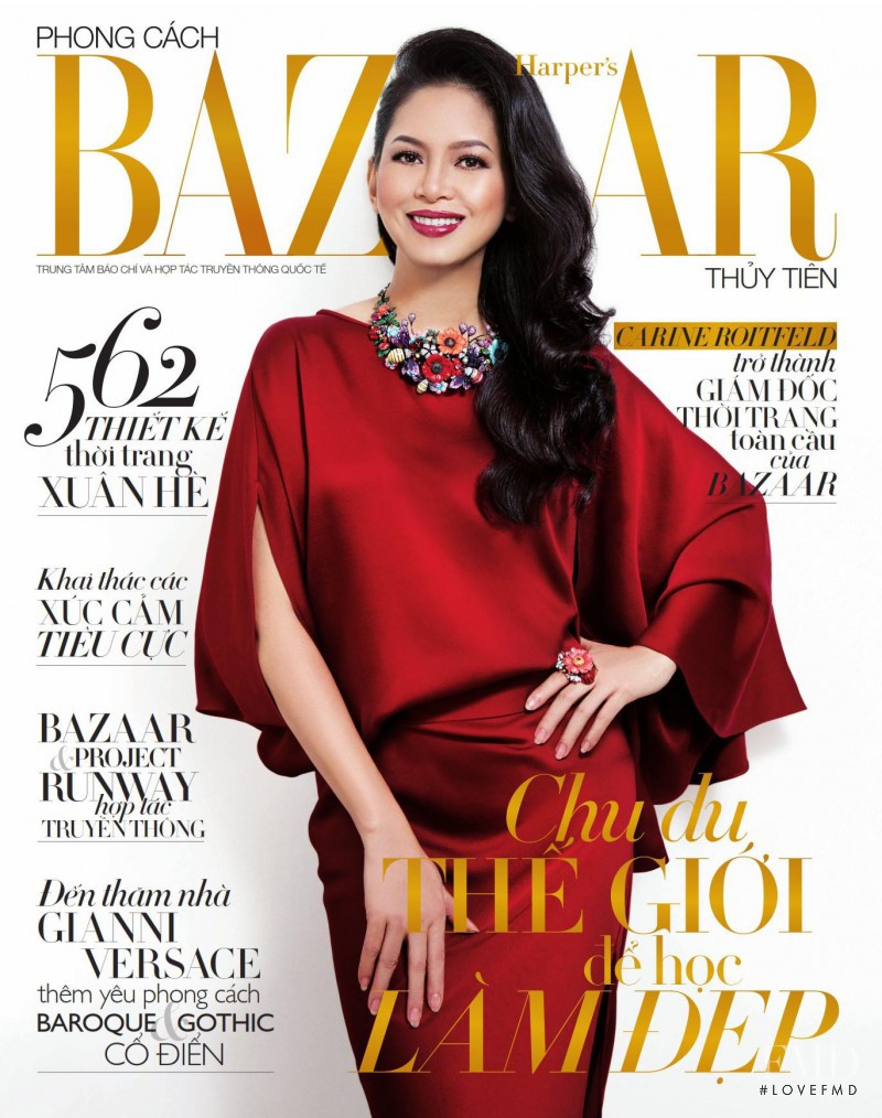 Thuy Tien featured on the Harper\'s Bazaar Vietnam cover from March 2013