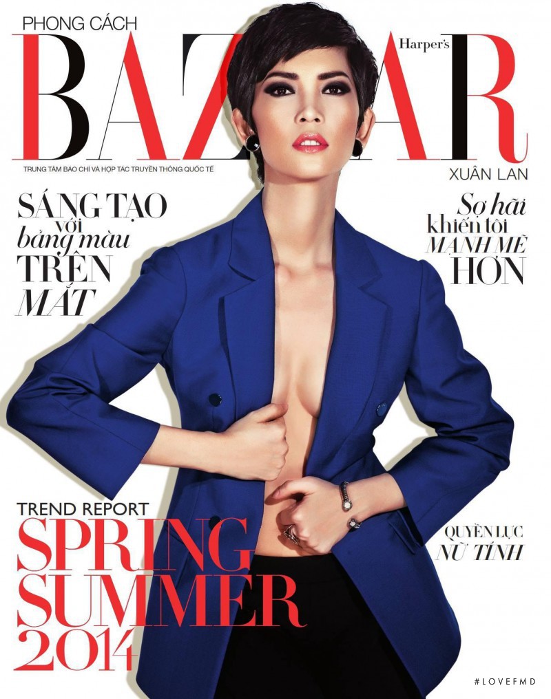 Xuan Lan featured on the Harper\'s Bazaar Vietnam cover from March 2014