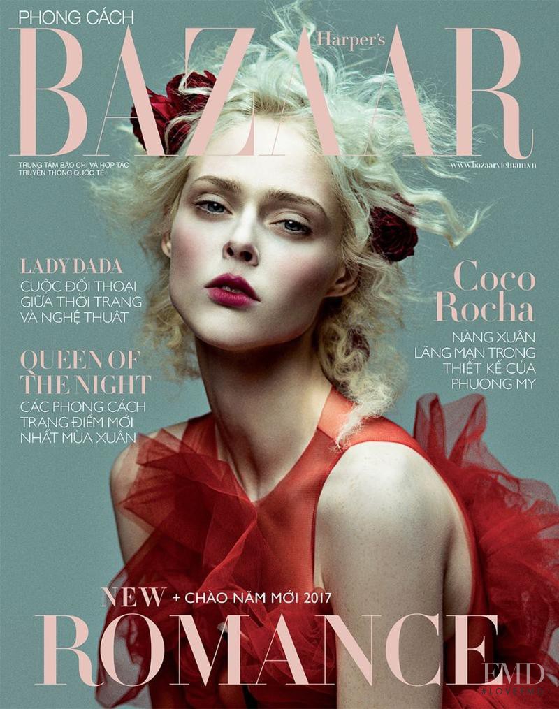 Coco Rocha featured on the Harper\'s Bazaar Vietnam cover from January 2017