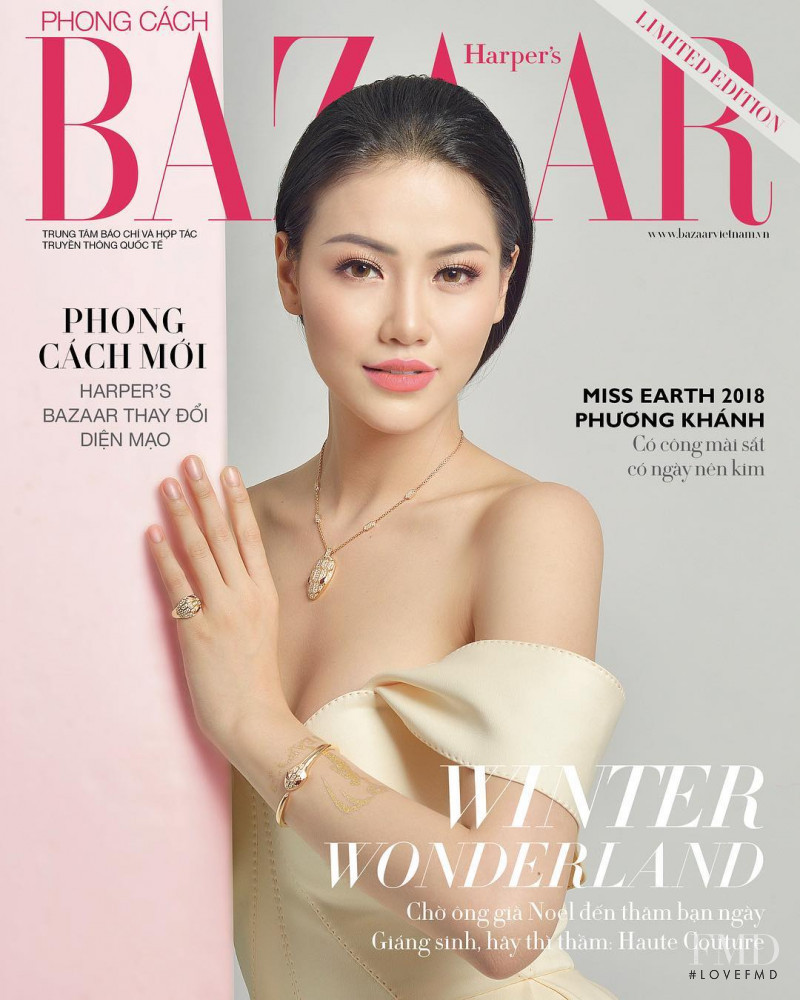 Phuong Khanh featured on the Harper\'s Bazaar Vietnam cover from December 2018