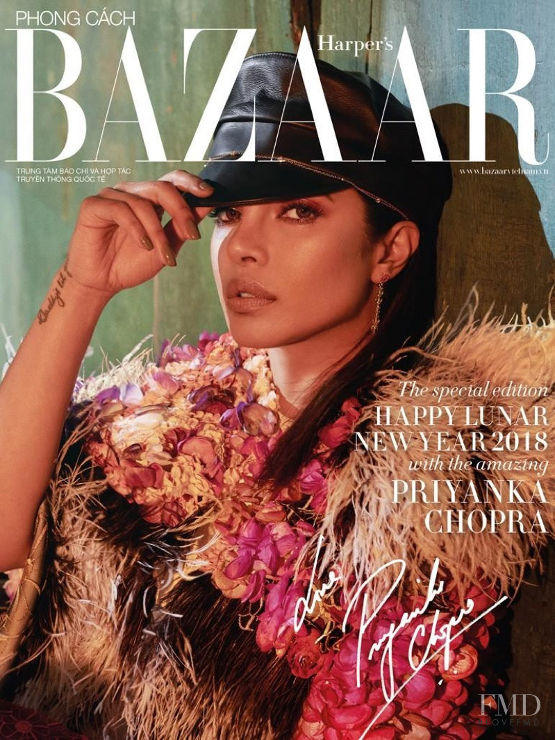 Priyanka Chopra featured on the Harper\'s Bazaar Vietnam cover from February 2018