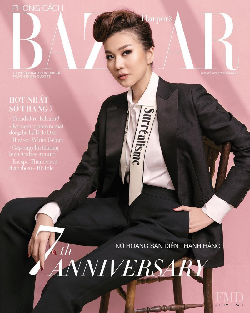 Pham Thanh Hang featured on the Harper\'s Bazaar Vietnam cover from July 2018