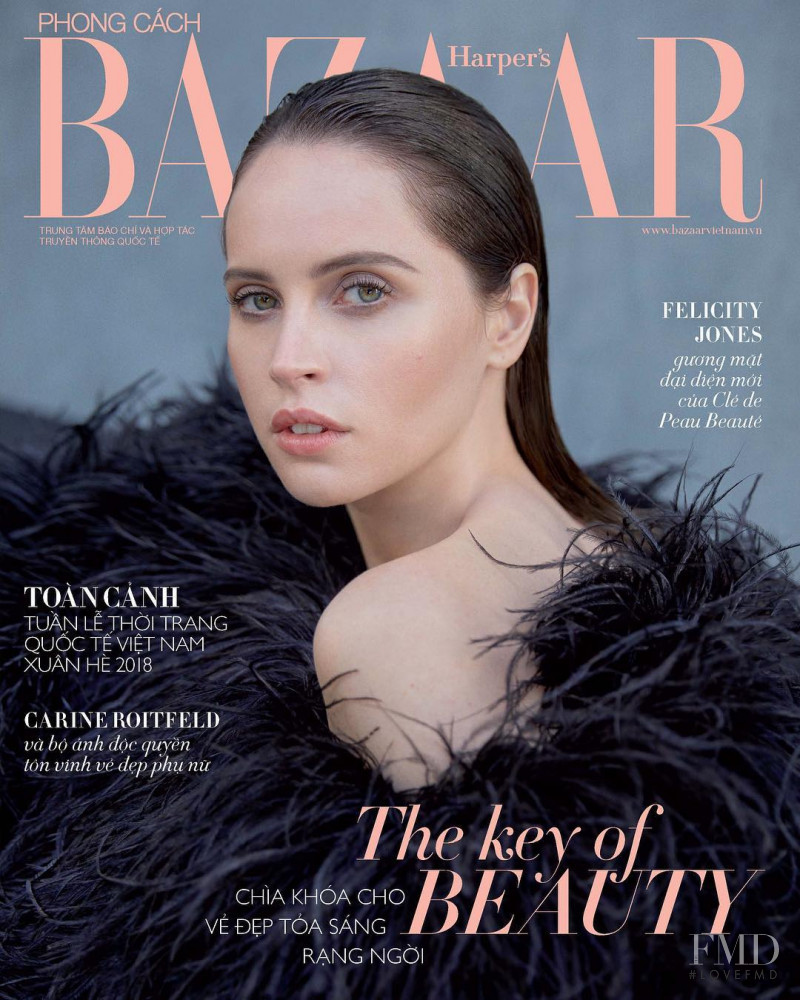 Felicity Jones featured on the Harper\'s Bazaar Vietnam cover from May 2018
