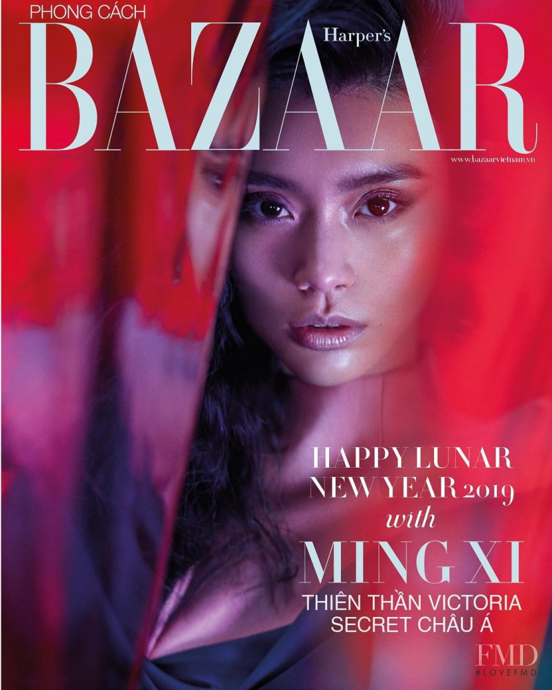 Ming Xi featured on the Harper\'s Bazaar Vietnam cover from February 2019
