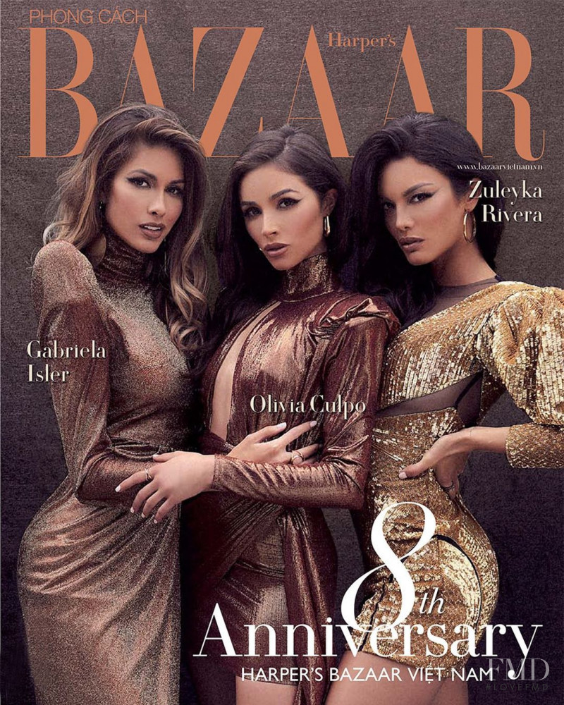 Gabriela Isler, Olivia Culpo, Zuleyka Rivera featured on the Harper\'s Bazaar Vietnam cover from July 2019
