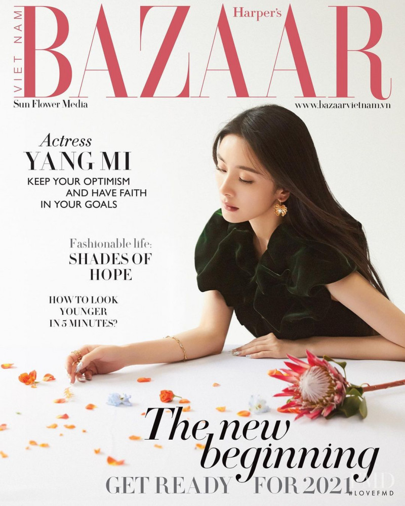 Yang Mi featured on the Harper\'s Bazaar Vietnam cover from January 2021