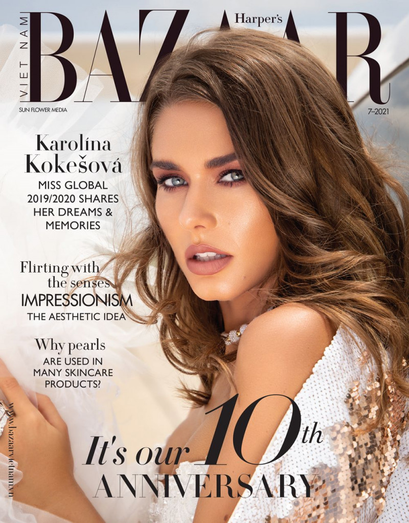 Karolina Kokesova featured on the Harper\'s Bazaar Vietnam cover from July 2021