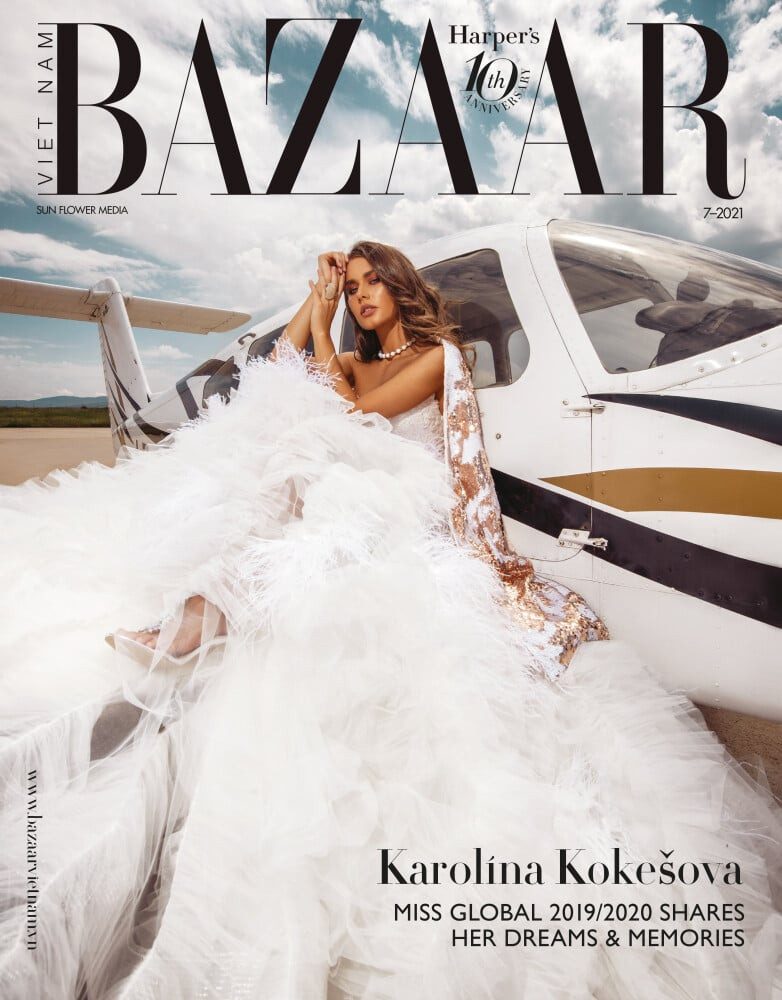 Karolina Kokesova featured on the Harper\'s Bazaar Vietnam cover from July 2021