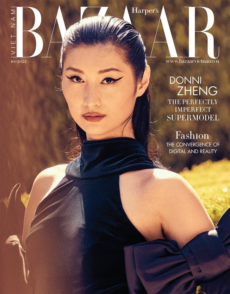 Donni Zheng featured on the Harper\'s Bazaar Vietnam cover from October 2021
