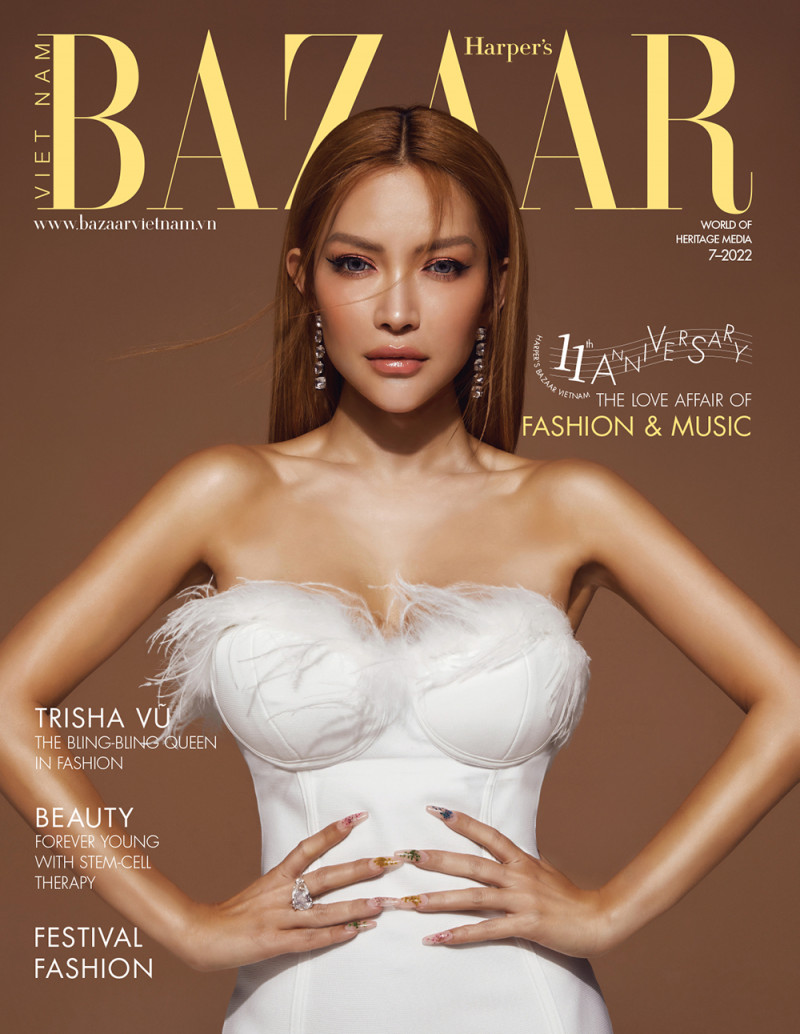 Trisha Vu featured on the Harper\'s Bazaar Vietnam cover from July 2022