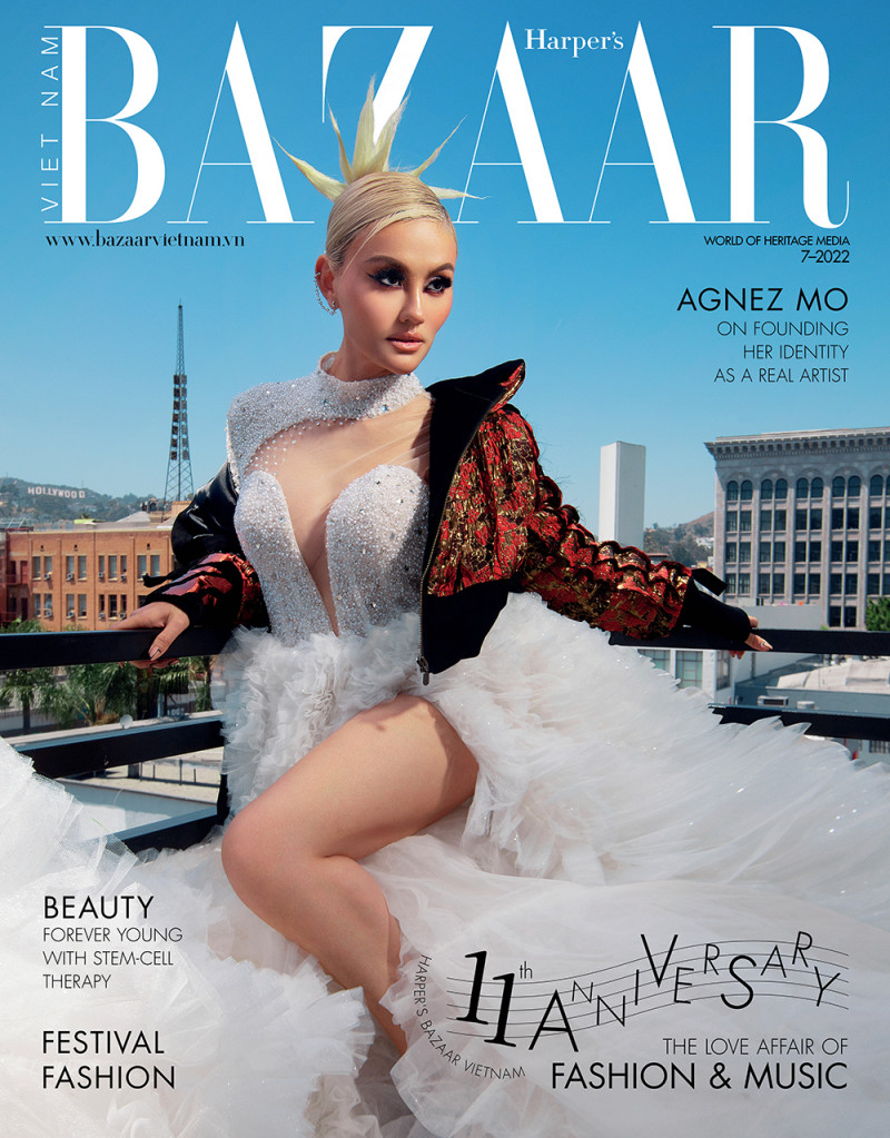 Agnez Mo featured on the Harper\'s Bazaar Vietnam cover from July 2022