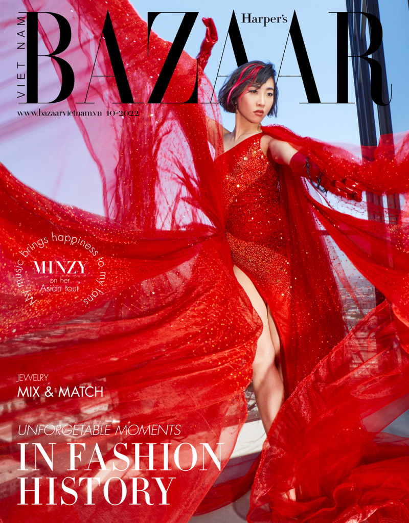 Gong Min-ji (Minzy) featured on the Harper\'s Bazaar Vietnam cover from October 2022