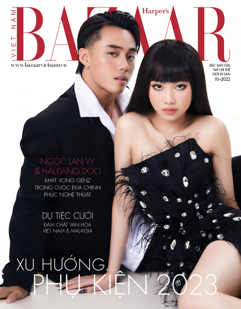 Ngoc Lan Vy, Hai Dang Doo featured on the Harper\'s Bazaar Vietnam cover from October 2022