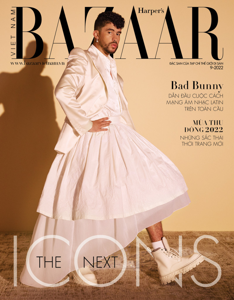 Bad Bunny featured on the Harper\'s Bazaar Vietnam cover from September 2022