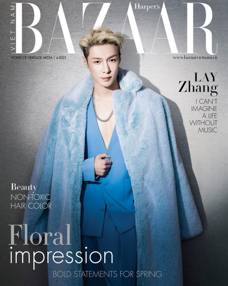 Lay Zhang featured on the Harper\'s Bazaar Vietnam cover from April 2023