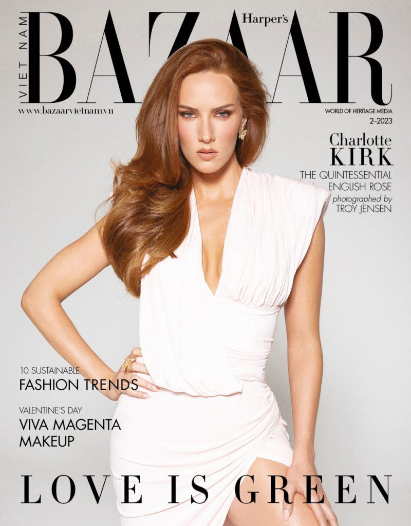 Charlotte Kirk featured on the Harper\'s Bazaar Vietnam cover from February 2023