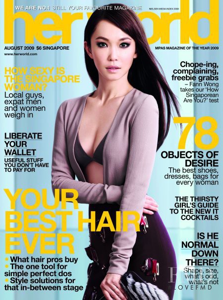 Fann Wong featured on the Her World Singapore cover from August 2009