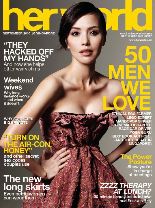  featured on the Her World Singapore cover from September 2010