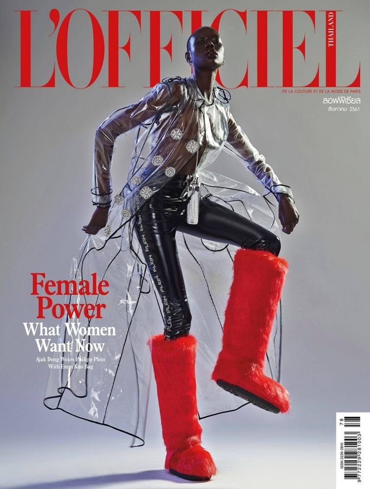 Ajak Deng featured on the L\'Officiel Thailand cover from August 2018