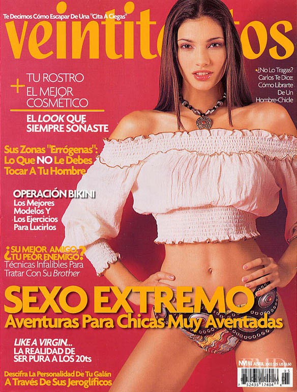 Teresa Moore featured on the Veintitantos cover from April 2002