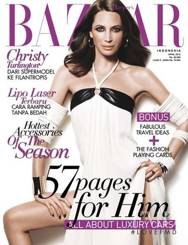 Christy Turlington featured on the Harper\'s Bazaar Indonesia cover from April 2012
