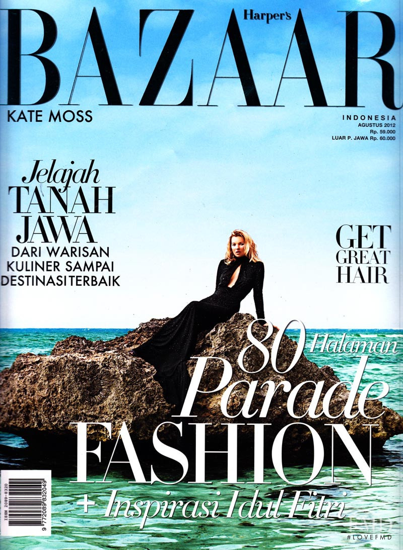 Kate Moss featured on the Harper\'s Bazaar Indonesia cover from August 2012