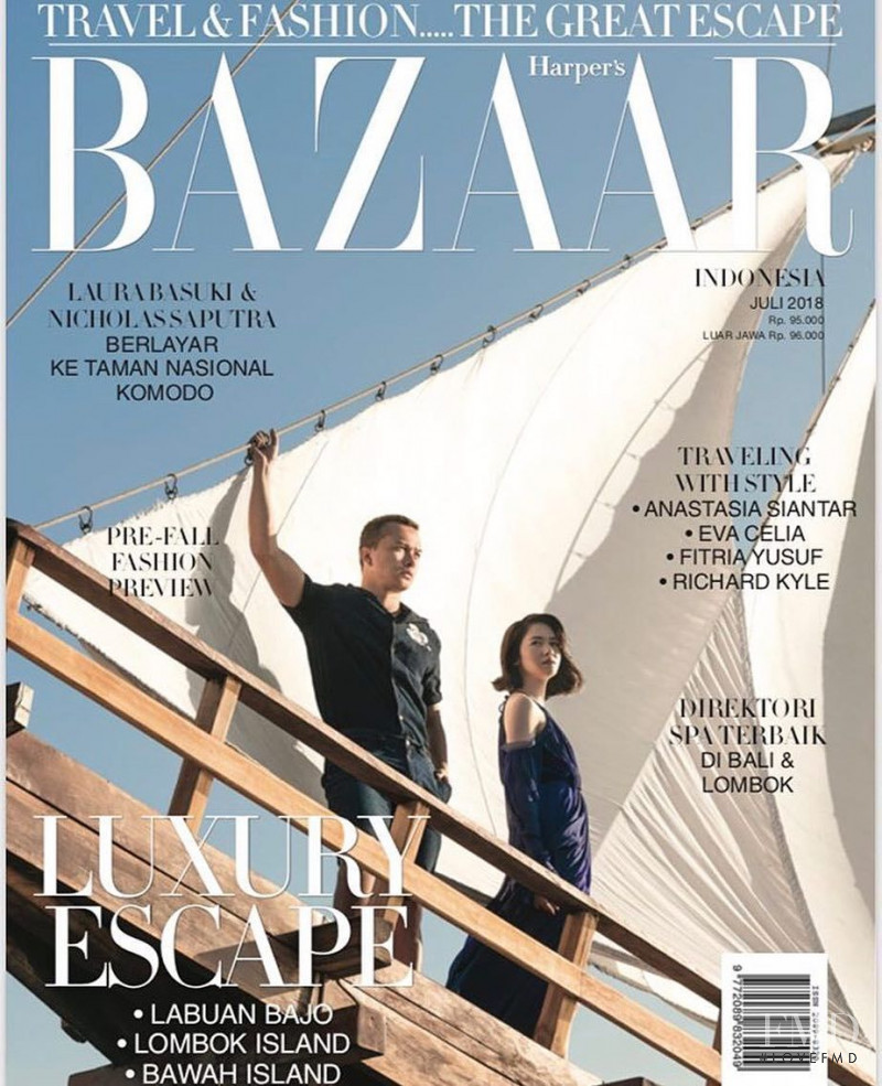 Amelleah Thomas featured on the Harper\'s Bazaar Indonesia cover from July 2018