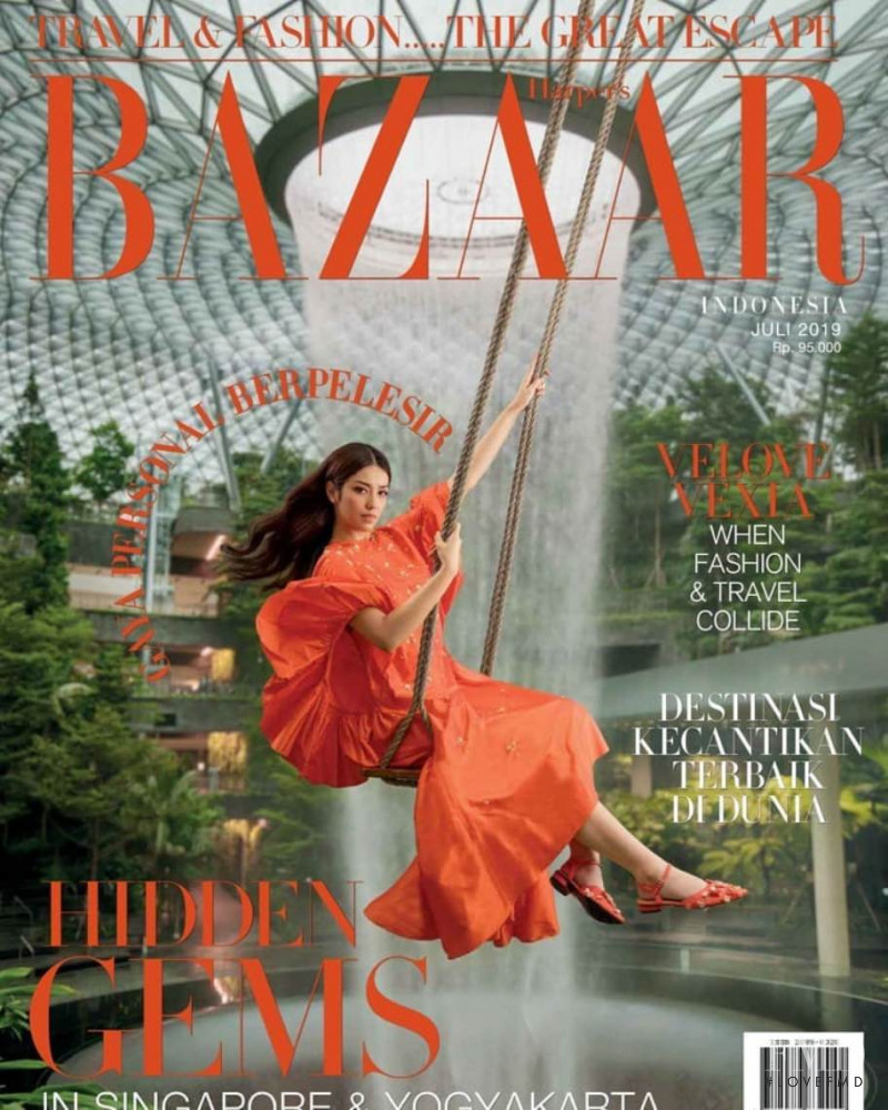 Velove Vexia featured on the Harper\'s Bazaar Indonesia cover from July 2019