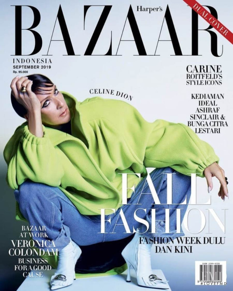 Celine Dion featured on the Harper\'s Bazaar Indonesia cover from September 2019
