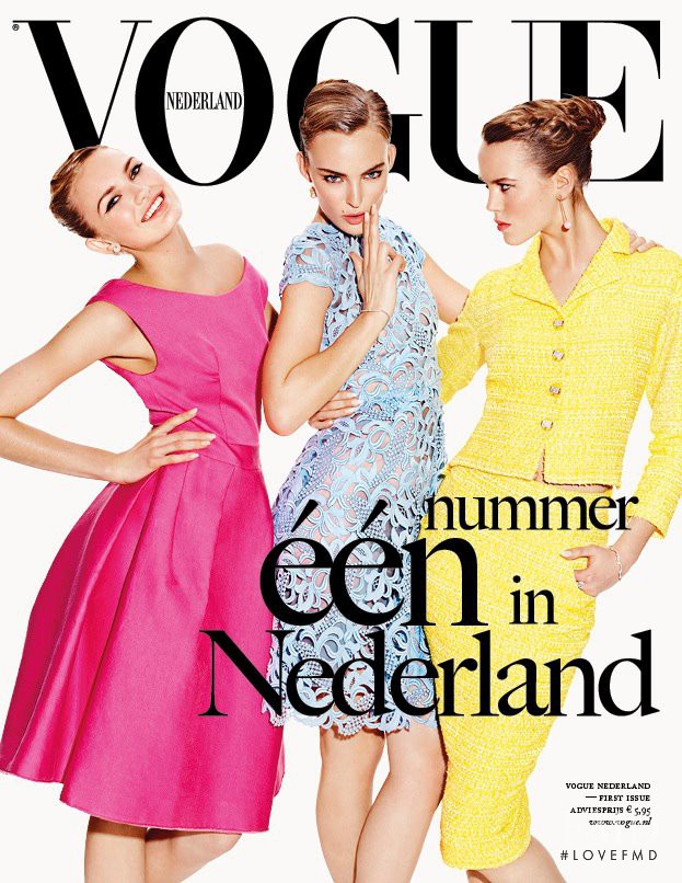 Ymre Stiekema, Josefien Rodermans, Romee Strijd featured on the Vogue Netherlands cover from April 2012