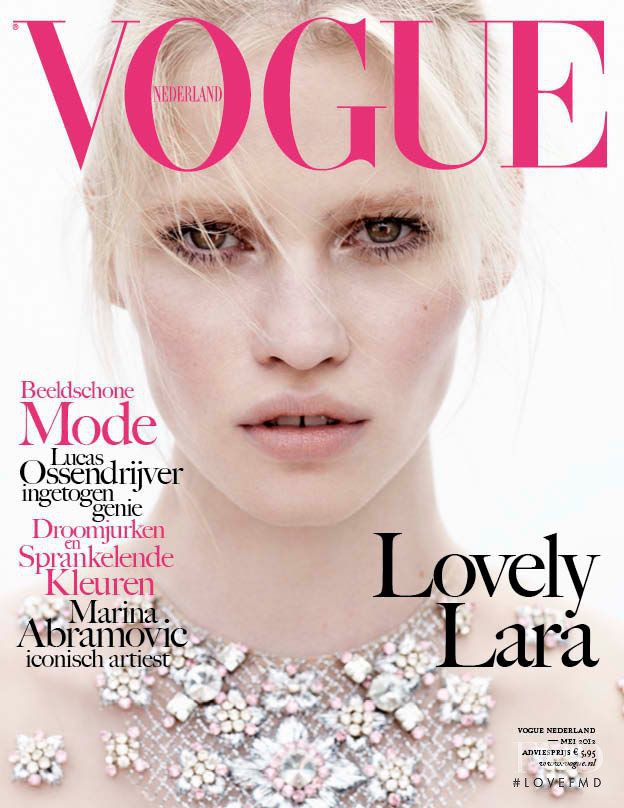 Lara Stone featured on the Vogue Netherlands cover from May 2012