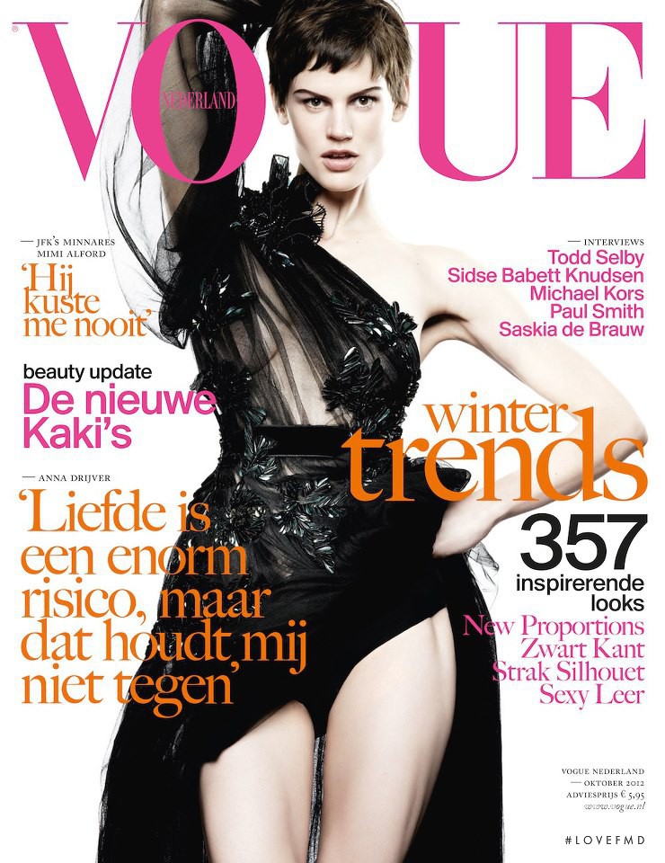 Saskia de Brauw featured on the Vogue Netherlands cover from October 2012