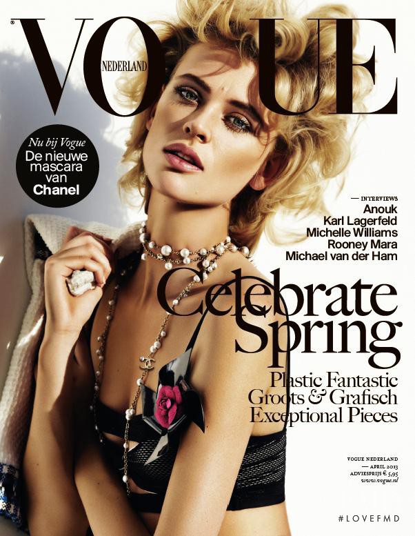 Milou van Groesen featured on the Vogue Netherlands cover from April 2013