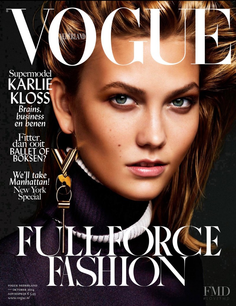 Karlie Kloss featured on the Vogue Netherlands cover from October 2014