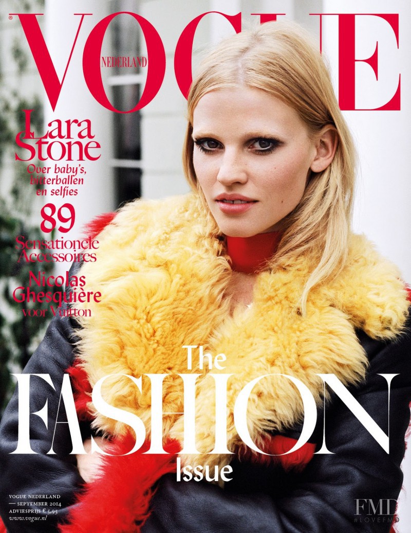 Lara Stone featured on the Vogue Netherlands cover from September 2014