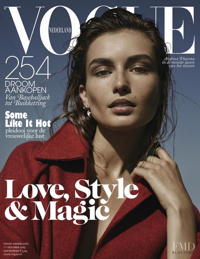 Andreea Diaconu featured on the Vogue Netherlands cover from October 2015