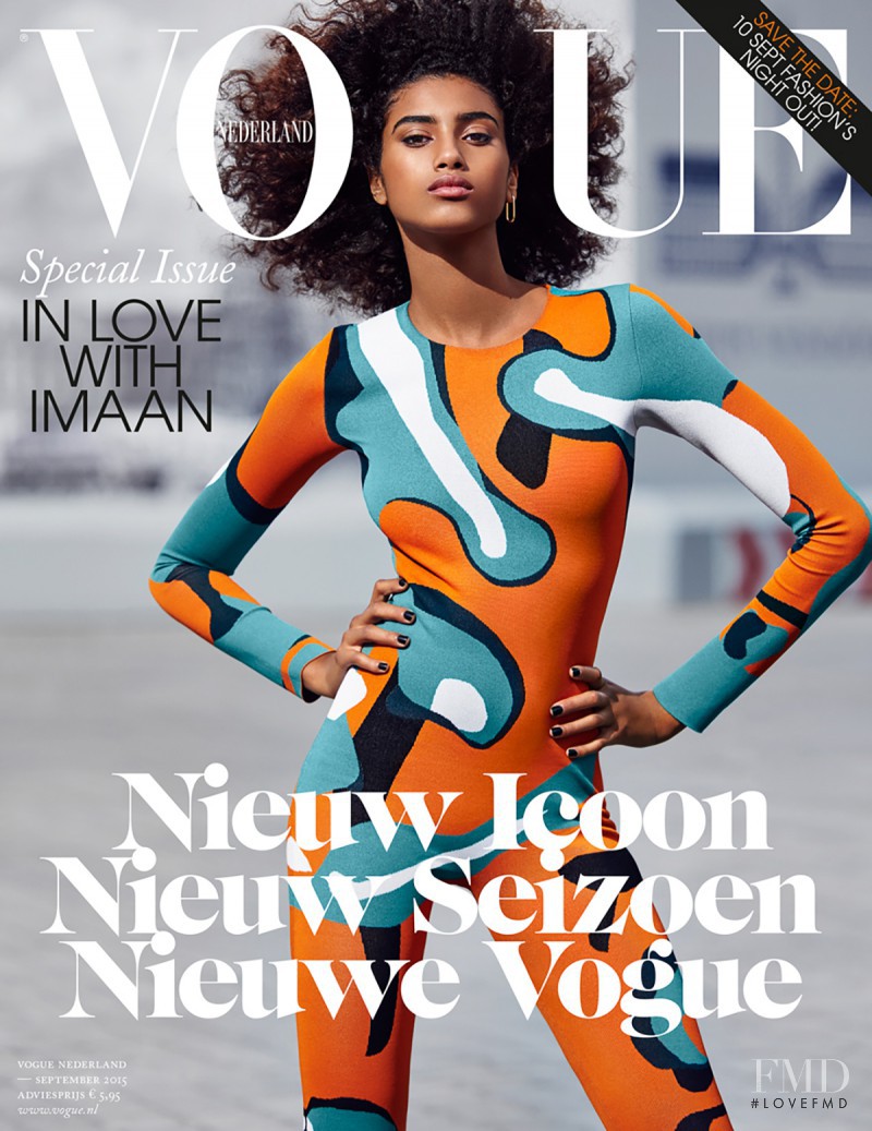 Imaan Hammam featured on the Vogue Netherlands cover from September 2015