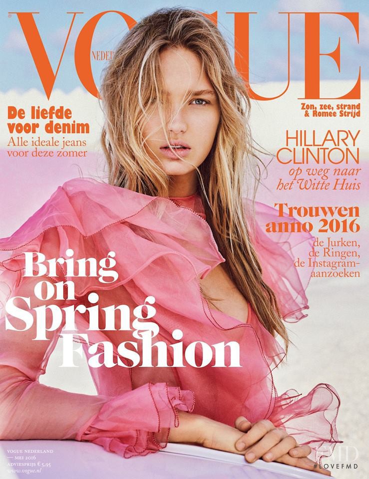 Romee Strijd featured on the Vogue Netherlands cover from May 2016